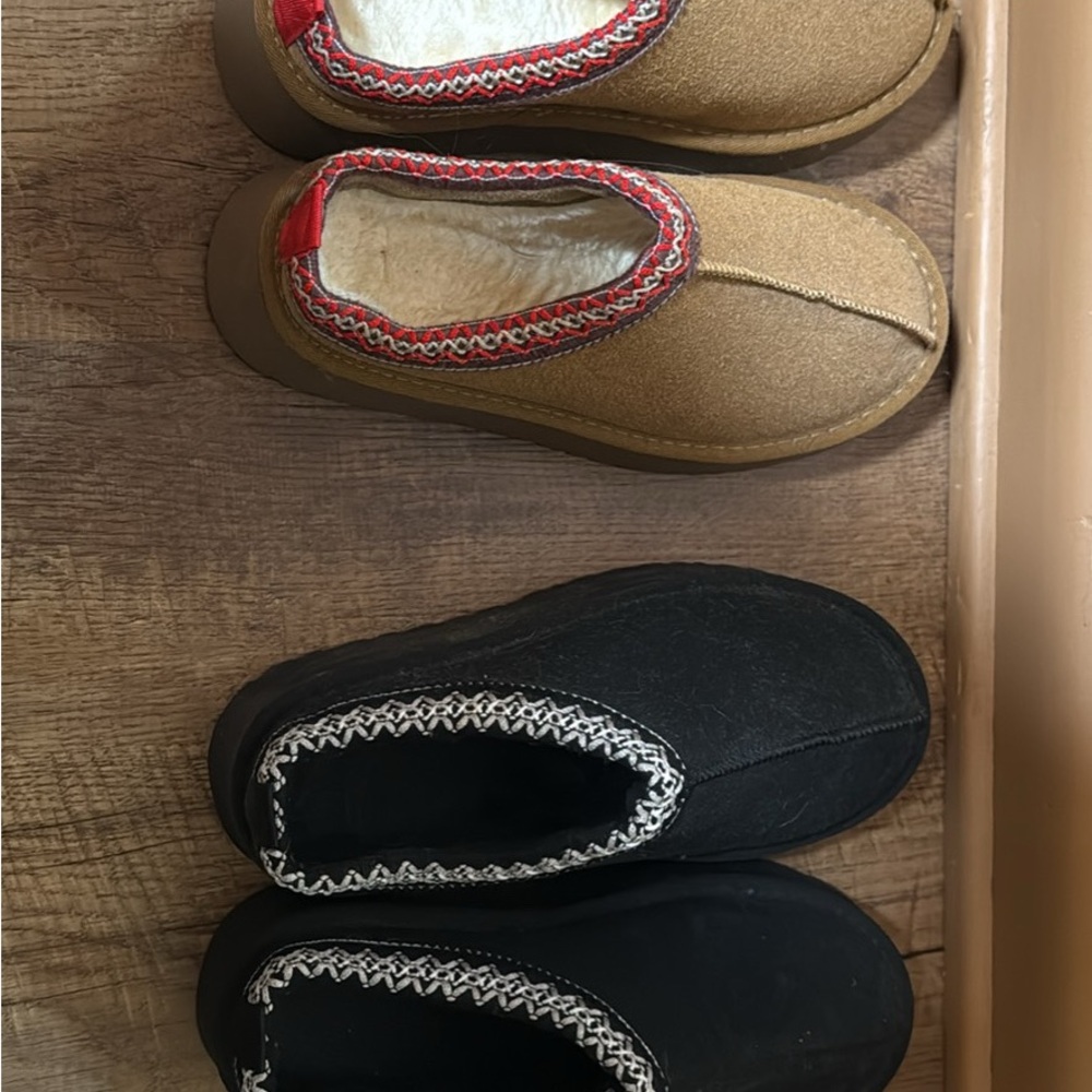 Platform Slipper Shoes - Tan and Black
